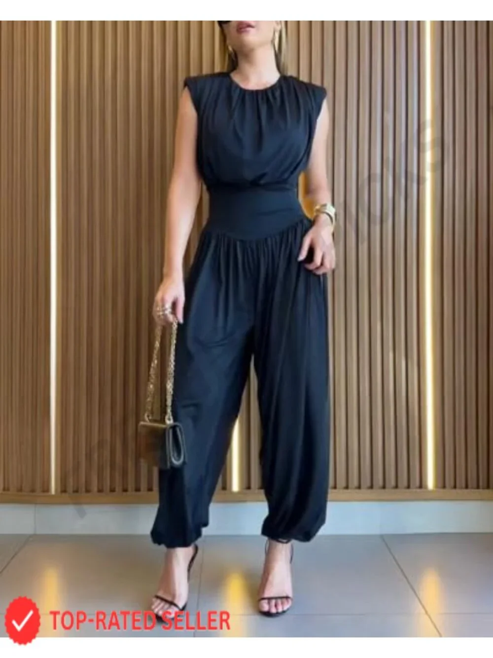 Womens Dressy Jumpsuit Sleeveless High Slit One Piece Vacation Casual Outfit